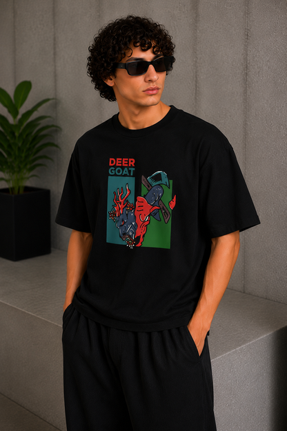 Deer Goat Tee Black