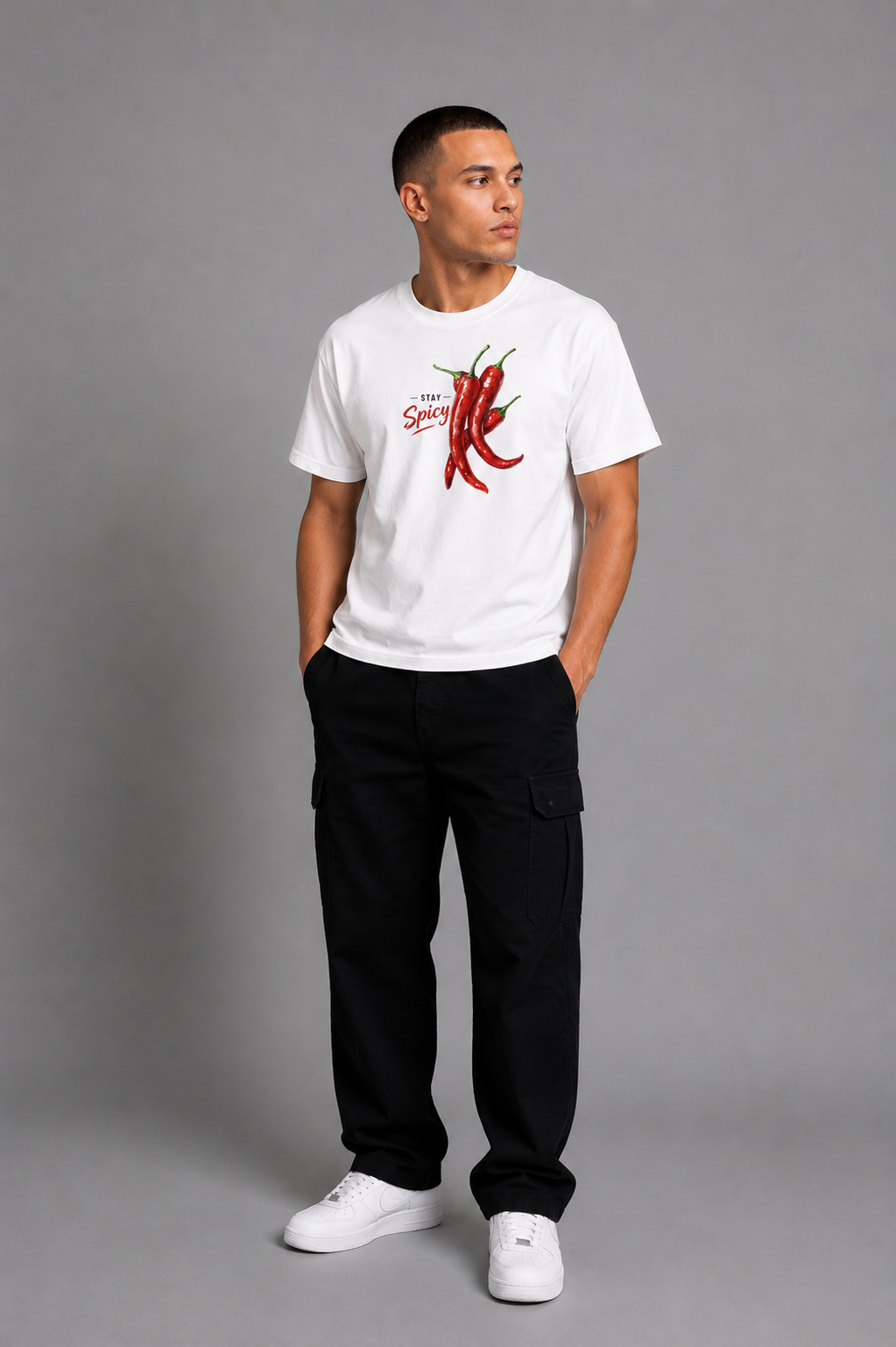 Cool Bee Chilli Tee White for Men - White Oversized Graphic Tee Streetwear India - Detail View