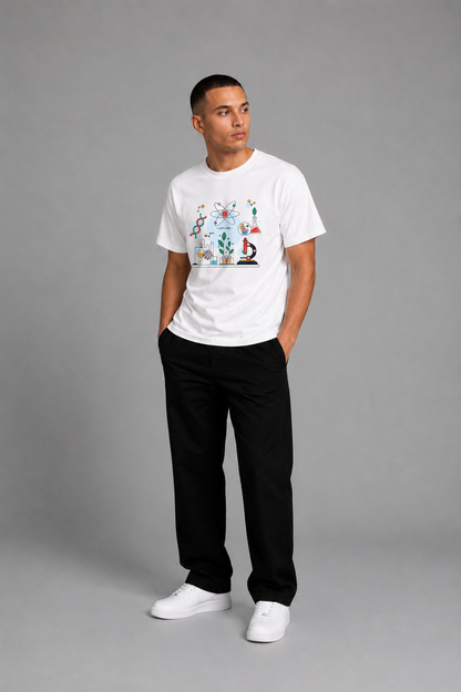 Cool Bee Explore Tee White for Men - White Oversized Graphic Tee Streetwear India - Detail View
