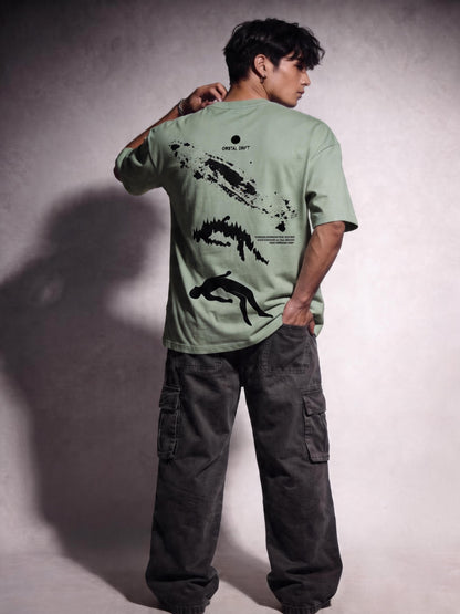 Cool Bee Orbital Drift Tee Green for Men - Green Oversized Graphic Tee Streetwear India - Lifestyle View