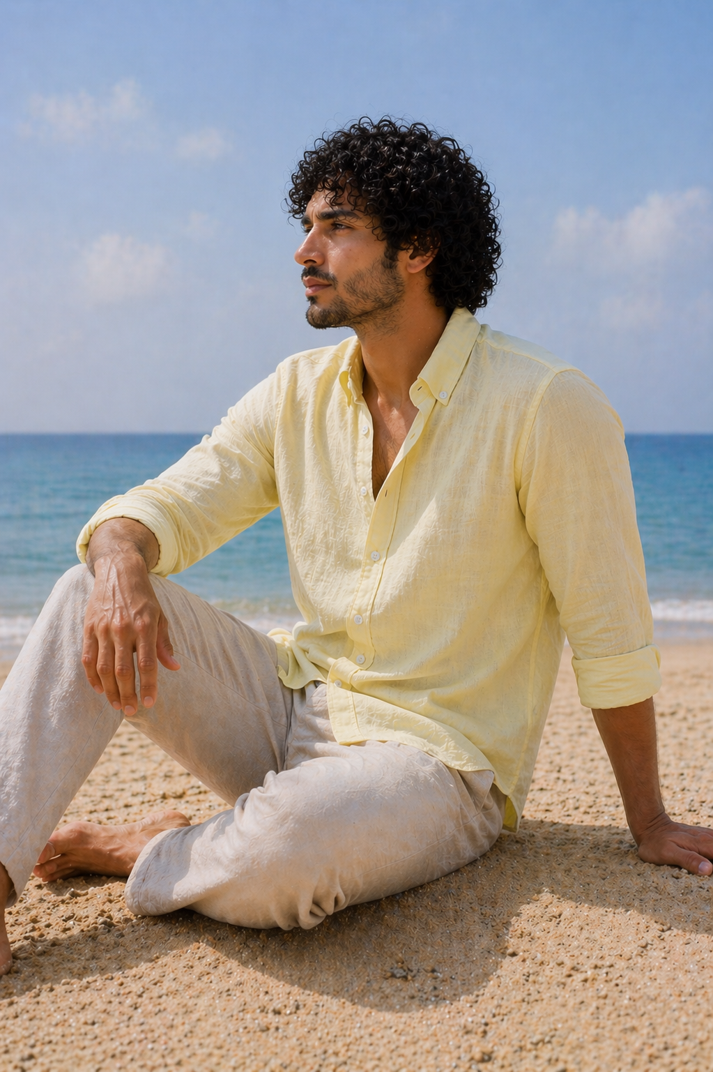 Cool Bee Linen Casual Shirt Yellow for Men - Linen Casual Shirt Breathable India - Lifestyle View