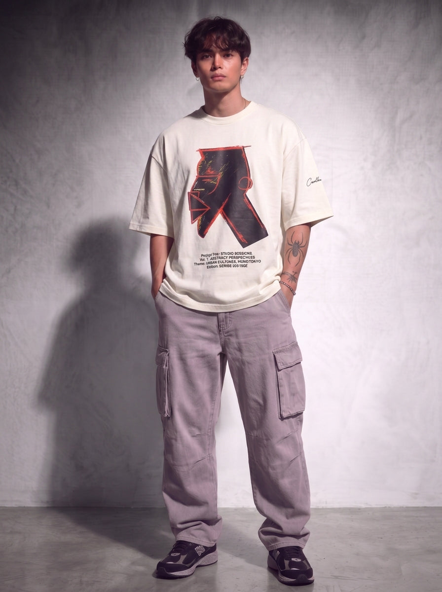 Cool Bee Urban Nomad Tee White for Men - White Oversized Graphic Tee Streetwear India - Lifestyle View