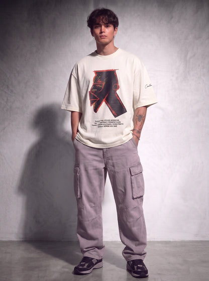 Cool Bee Urban Nomad Tee White for Men - White Oversized Graphic Tee Streetwear India - Lifestyle View