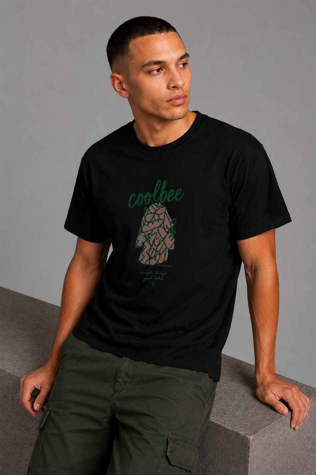 Cool Bee Sage Tee Black for Men - Black Oversized Graphic Tee Streetwear India - Back View