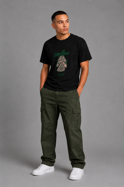Cool Bee Sage Tee Black for Men - Black Oversized Graphic Tee Streetwear India - Detail View