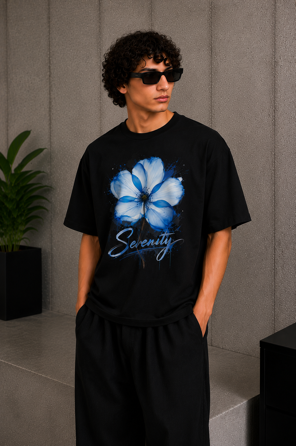 Cool Bee Burst Black for Men - Black Oversized Graphic Tee Streetwear India - Detail View