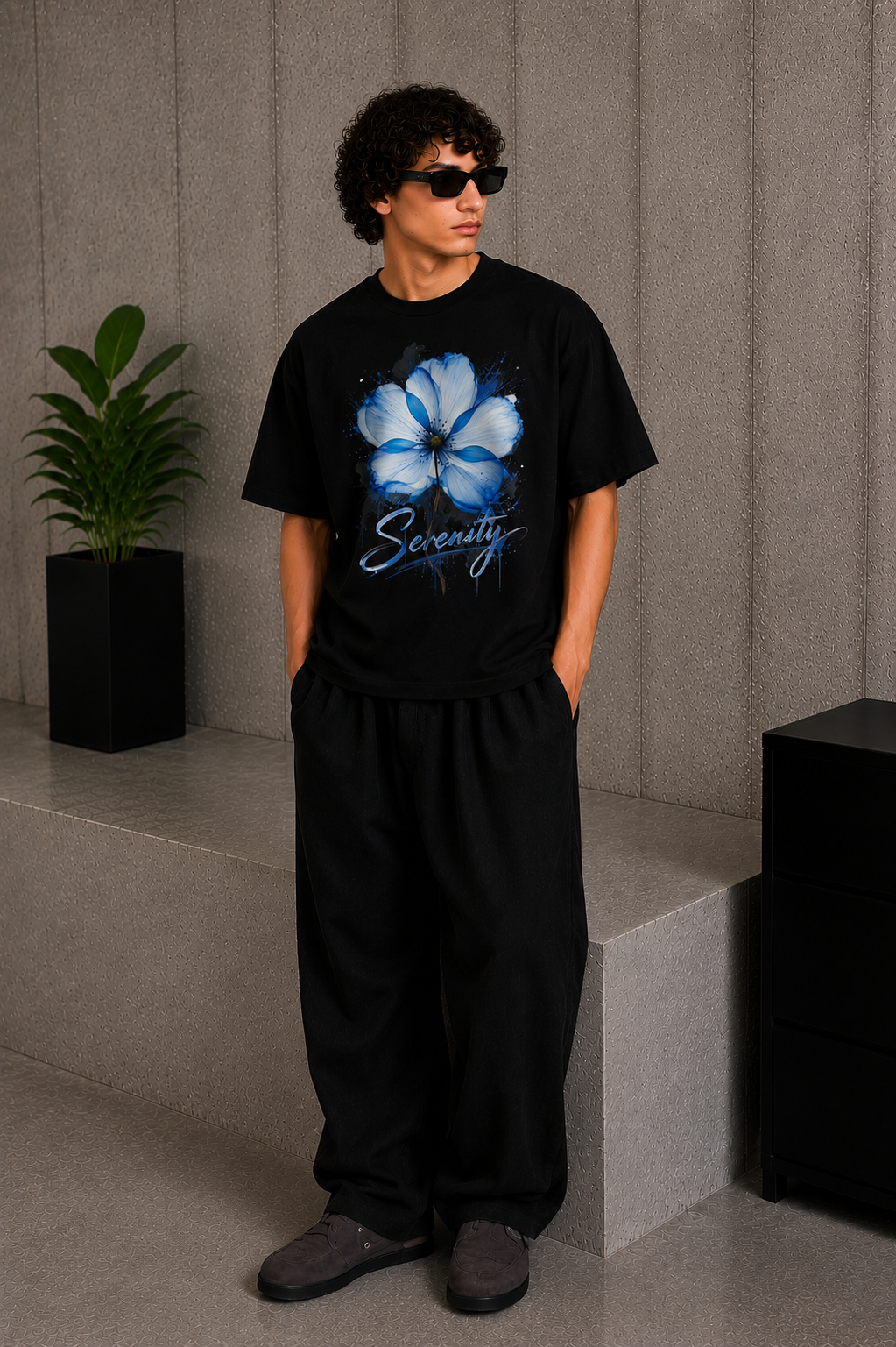 Cool Bee Burst Black for Men - Black Oversized Graphic Tee Streetwear India - Lifestyle View