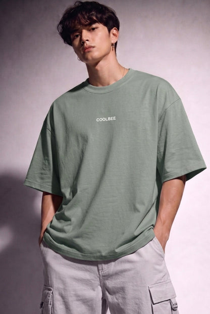 Cool Bee Cubist Bloom Oversize Tee Green for Men - Green Oversized Graphic Tee Streetwear India - Back View