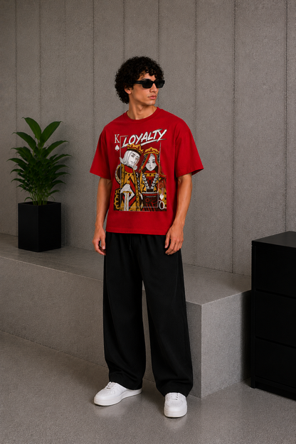 Cool Bee Quine Tee Red for Men - Red Oversized Graphic Tee Streetwear India - Back View