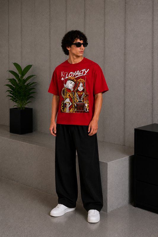 Cool Bee Quine Tee Red for Men - Red Oversized Graphic Tee Streetwear India - Back View