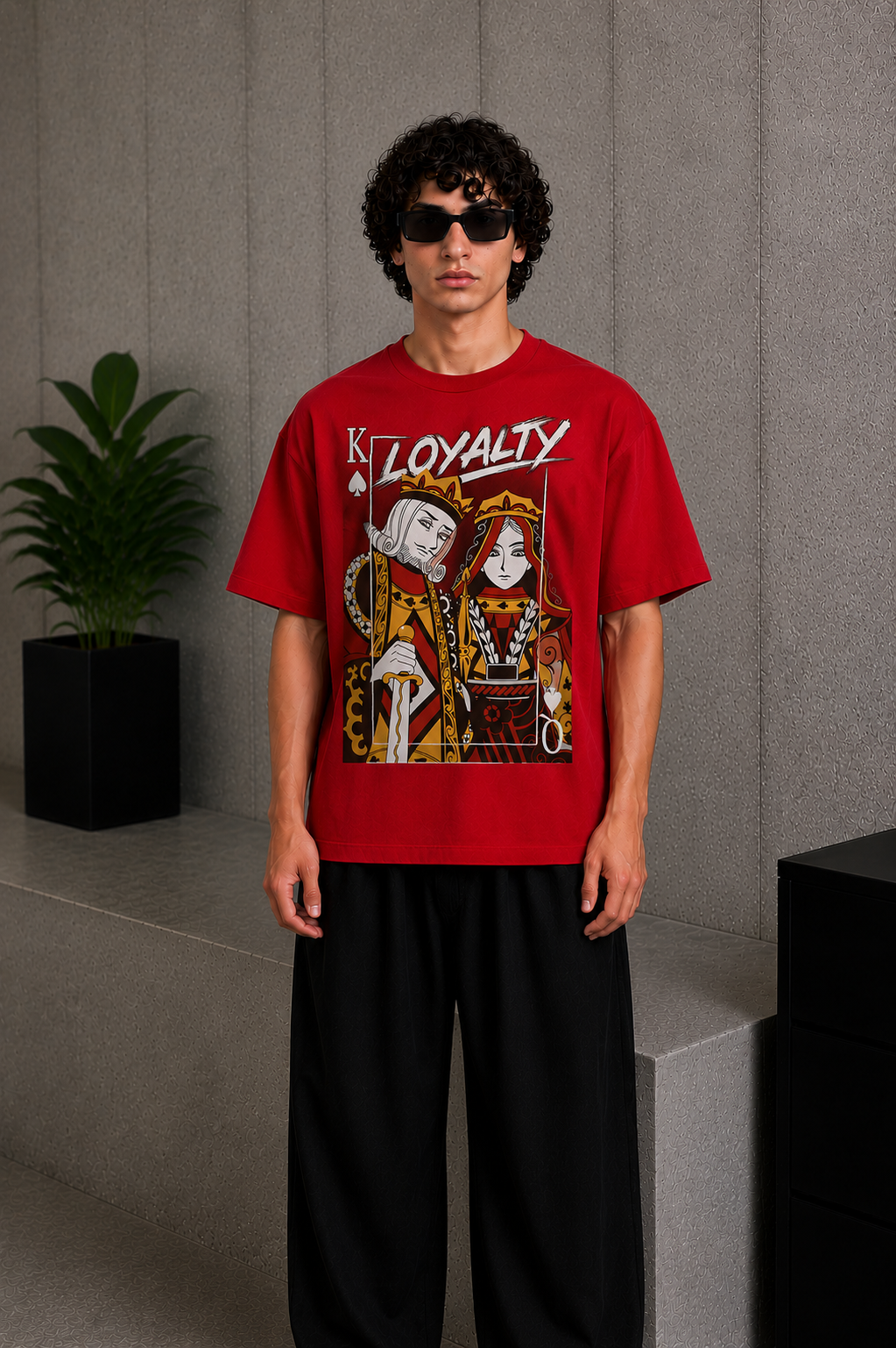 Cool Bee Quine Tee Red for Men - Red Oversized Graphic Tee Streetwear India