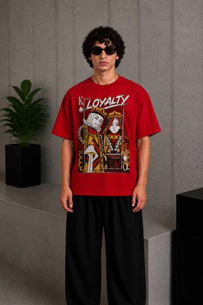 Cool Bee Quine Tee Red for Men - Red Oversized Graphic Tee Streetwear India