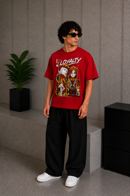 Cool Bee Quine Tee Red for Men - Red Oversized Graphic Tee Streetwear India - Lifestyle View