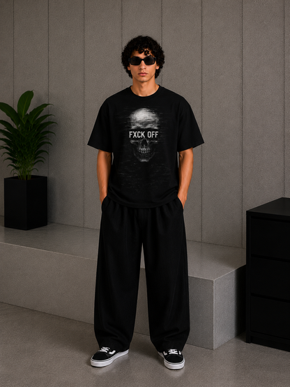 Cool Bee Skull Tee Black for Men - Black Oversized Graphic Tee Streetwear India - Back View