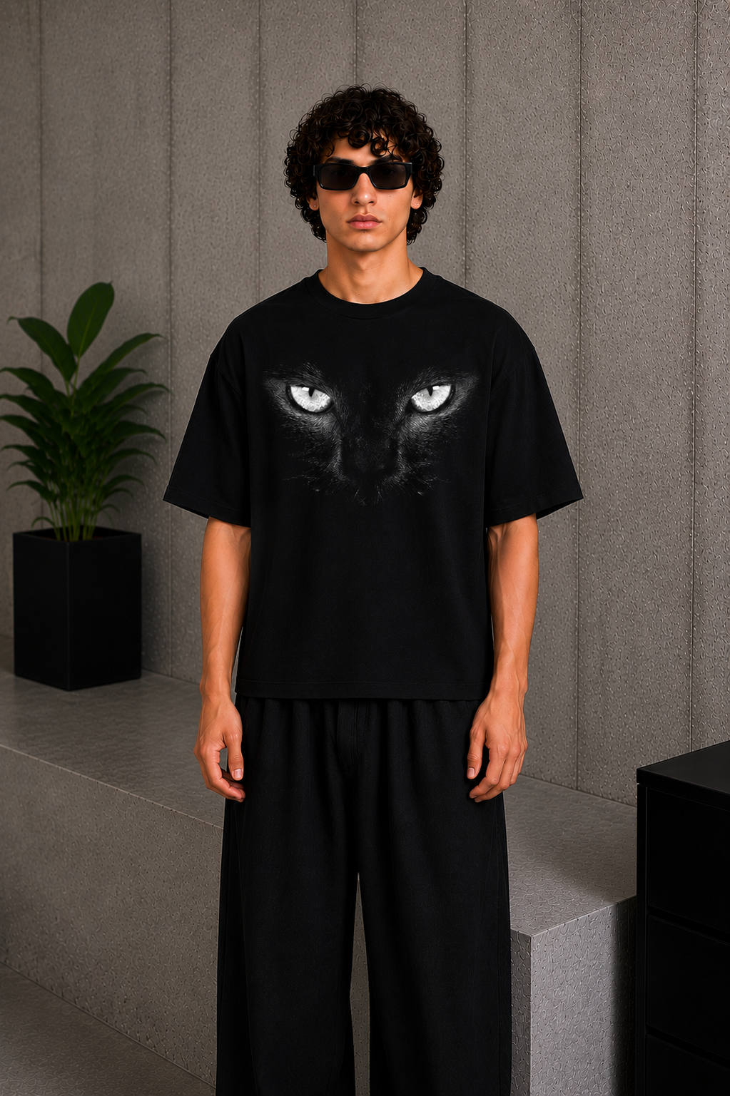 Cool Bee Gaze Tee Black for Men - Black Oversized Graphic Tee Streetwear India