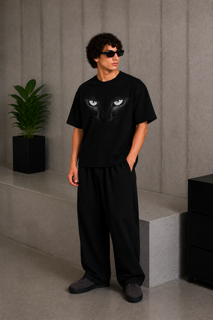 Cool Bee Gaze Tee Black for Men - Black Oversized Graphic Tee Streetwear India - Lifestyle View