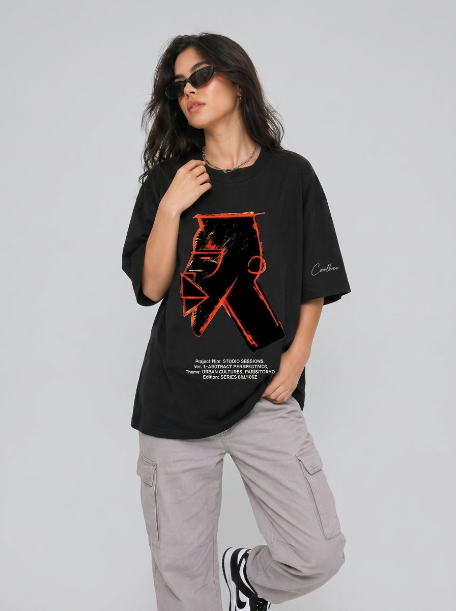 Cool Bee Urban Nomad Tee Black for Women - Black Oversized Graphic Tee Streetwear India