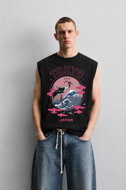 Neon Sakura Black Tank