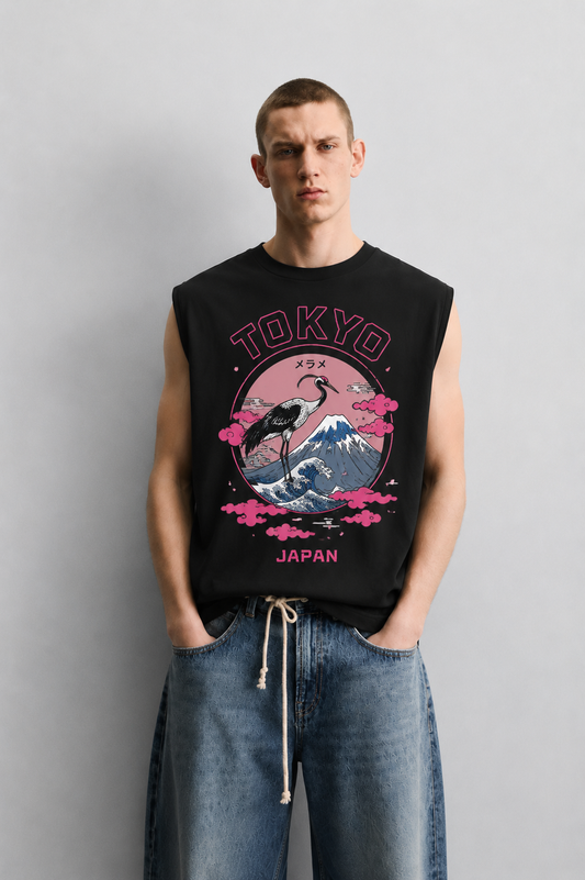 Neon Sakura Black Tank
