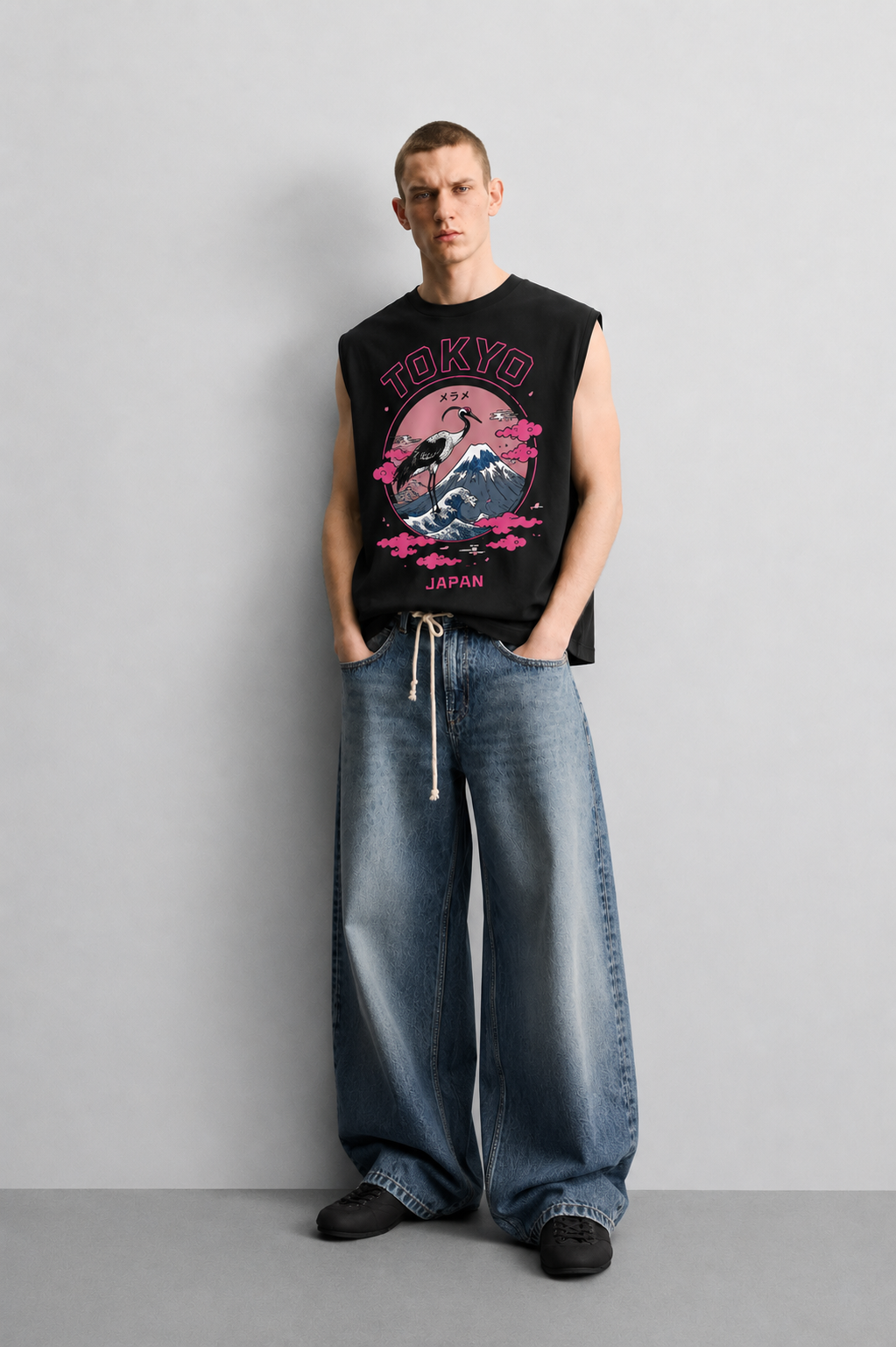 Neon Sakura Black Tank