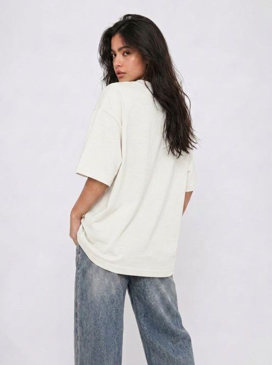 Cool Bee Structural Persona Tee White for Women - Oversized Graphic Tee Streetwear India - Back View