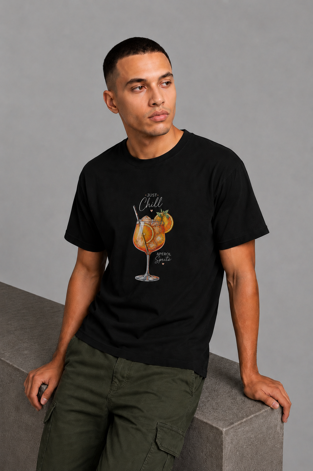 Cool Bee Fizz Tee Black for Men - Black Oversized Graphic Tee Streetwear India - Detail View
