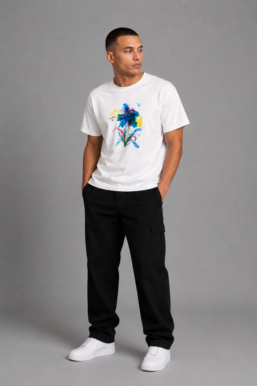 Cool Bee Wilder Tee White for Men - White Oversized Graphic Tee Streetwear India - Detail View