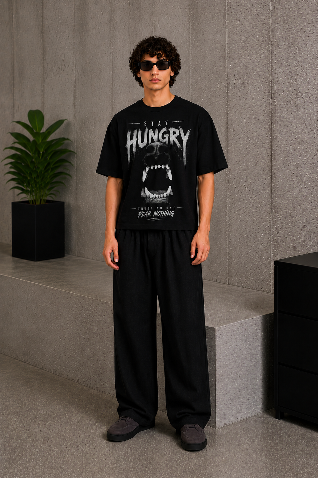 Cool Bee Alpha Tee Black for Men - Black Oversized Graphic Tee Streetwear India - Back View