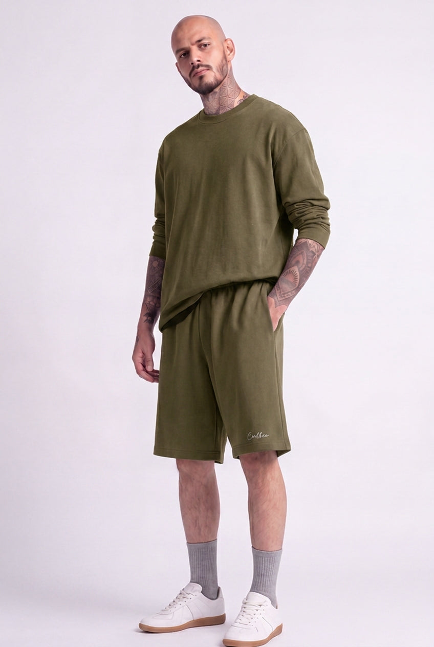 Cool Bee Regular Fit Shorts Olive Green for Men - Shorts Summer Casual India - Back View