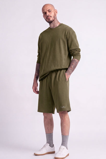 Cool Bee Regular Fit Shorts Olive Green for Men - Shorts Summer Casual India - Back View