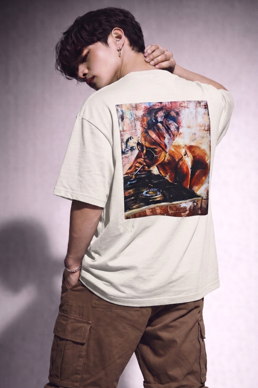 Cool Bee Midnight Muse Tee Off White for Men - Off White Oversized Graphic Tee Streetwear India - Detail View