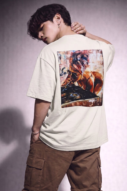 Cool Bee Midnight Muse Tee Off White for Men - Off White Oversized Graphic Tee Streetwear India - Detail View