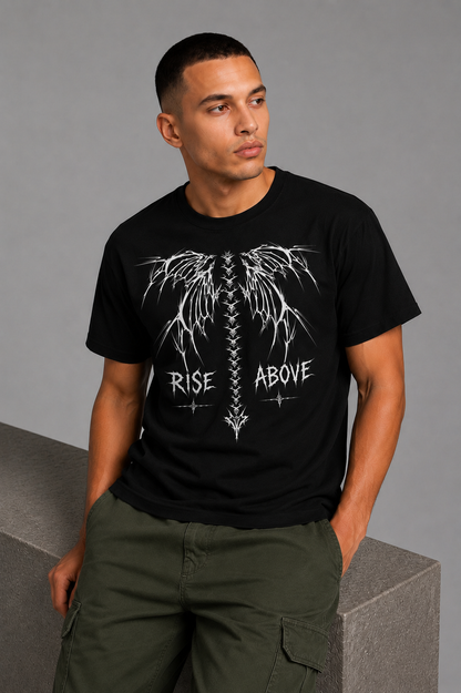 Cool Bee Rise Tee Black for Men - Black Oversized Graphic Tee Streetwear India - Back View