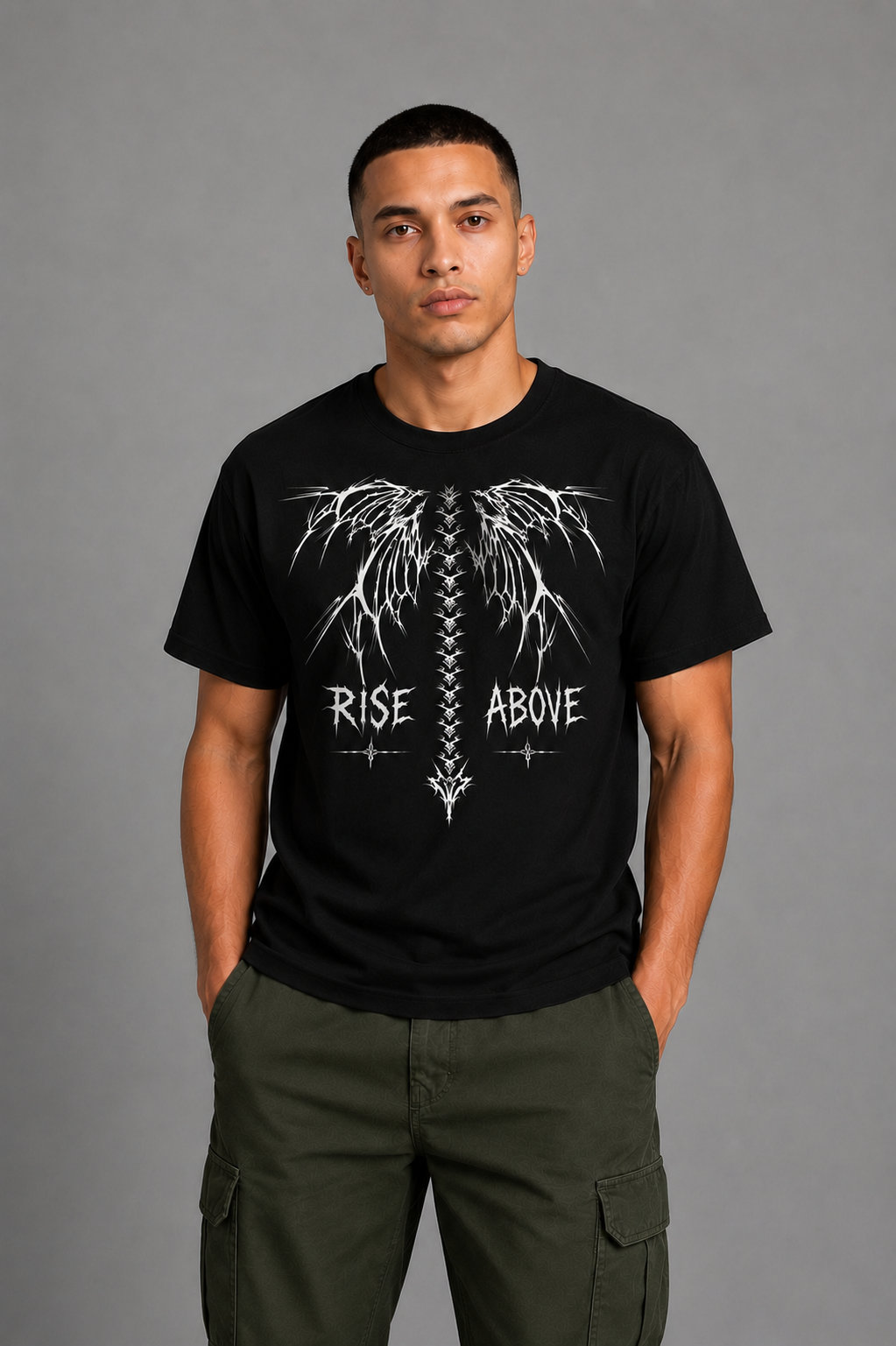 Cool Bee Rise Tee Black for Men - Black Oversized Graphic Tee Streetwear India - Lifestyle View