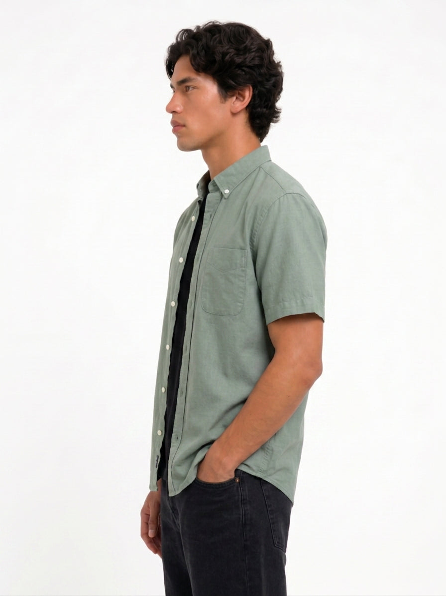 Cool Bee Oxford Casual Half Shirt Green for Men - Premium Half Sleeve Casual Shirt India - Lifestyle View