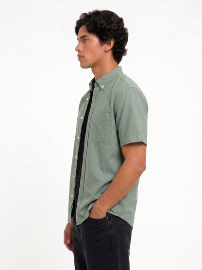 Cool Bee Oxford Casual Half Shirt Green for Men - Premium Half Sleeve Casual Shirt India - Lifestyle View
