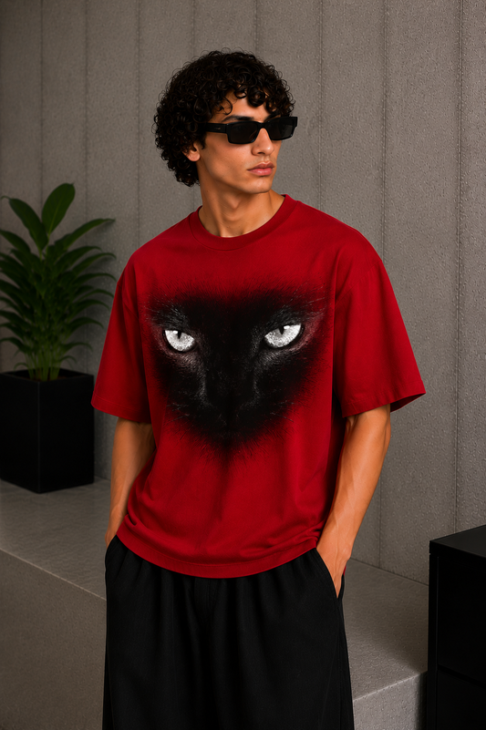 Cool Bee Gaze Tee Red for Men - Red Oversized Graphic Tee Streetwear India - Back View