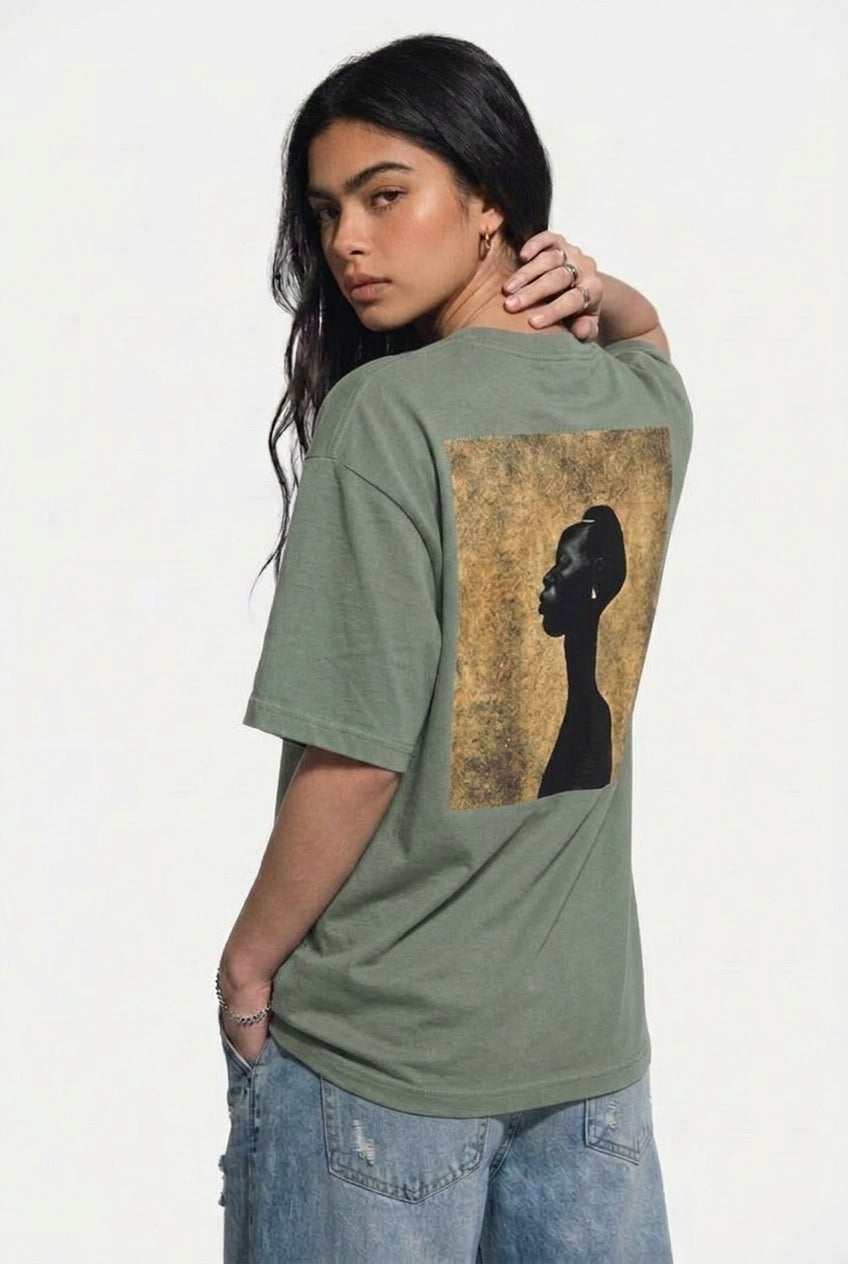 Cool Bee Silent Muse Tee Green for Women - Green Oversized Graphic Tee Streetwear India