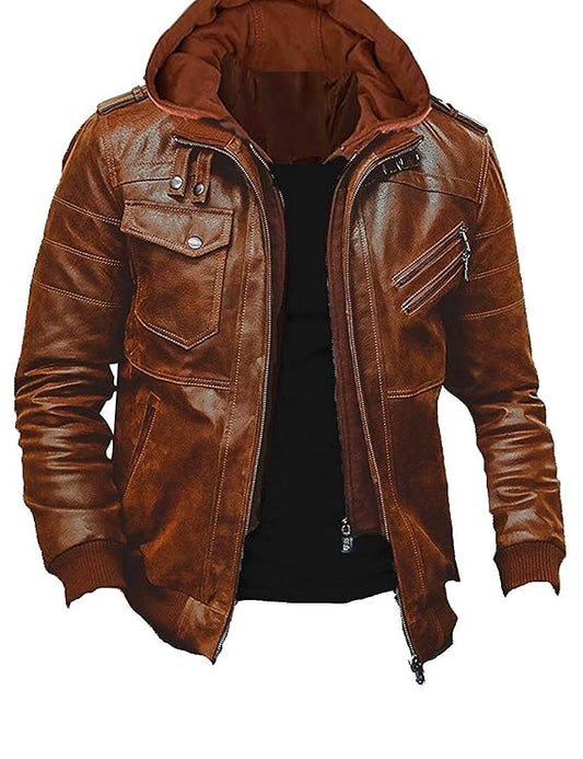 LEATHER JACKET BROWN