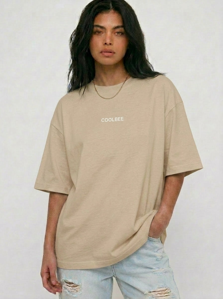 Cool Bee Orbital Drift Tee Beige for Women - Oversized Graphic Tee Streetwear India - Back View