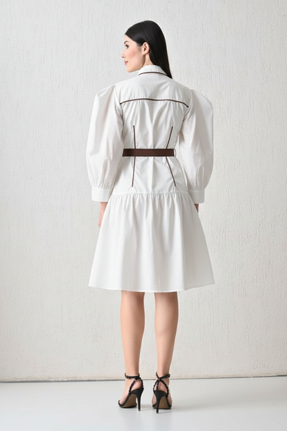 Architectural Piping High-Low Gown White