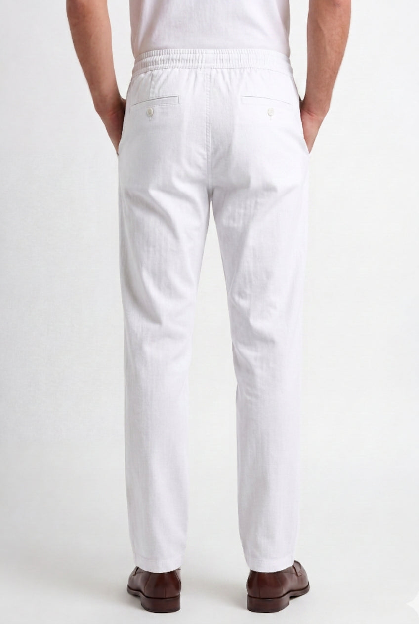Cool Bee Linen Travel Pants White for Men - White Linen Travel Pants Lightweight India - Back View