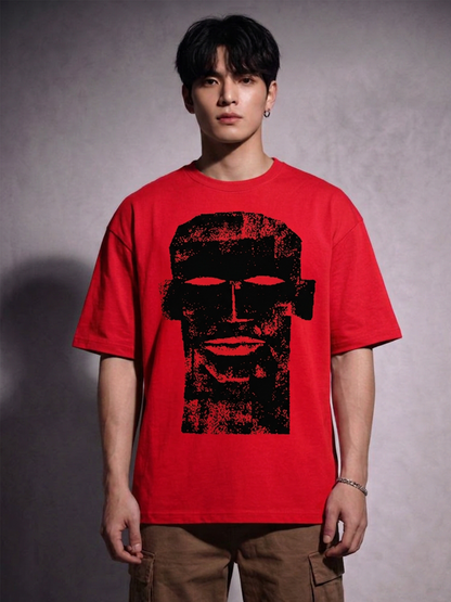 Cool Bee The Totem Tee Red for Men - Red Oversized Graphic Tee Streetwear India - Lifestyle View