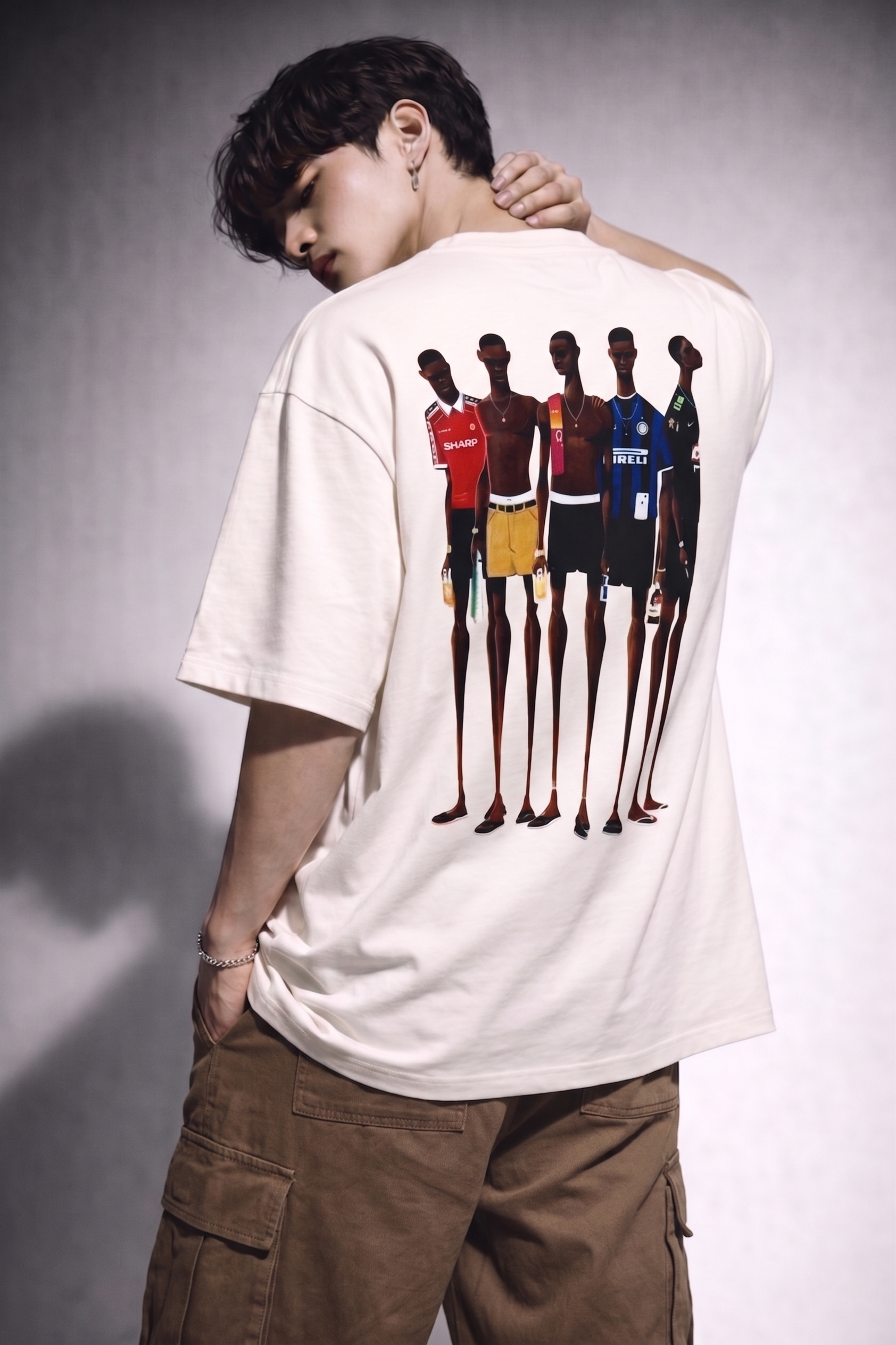 Cool Bee Matchday Abstract Tee White for Men - White Oversized Graphic Tee Streetwear India - Back View
