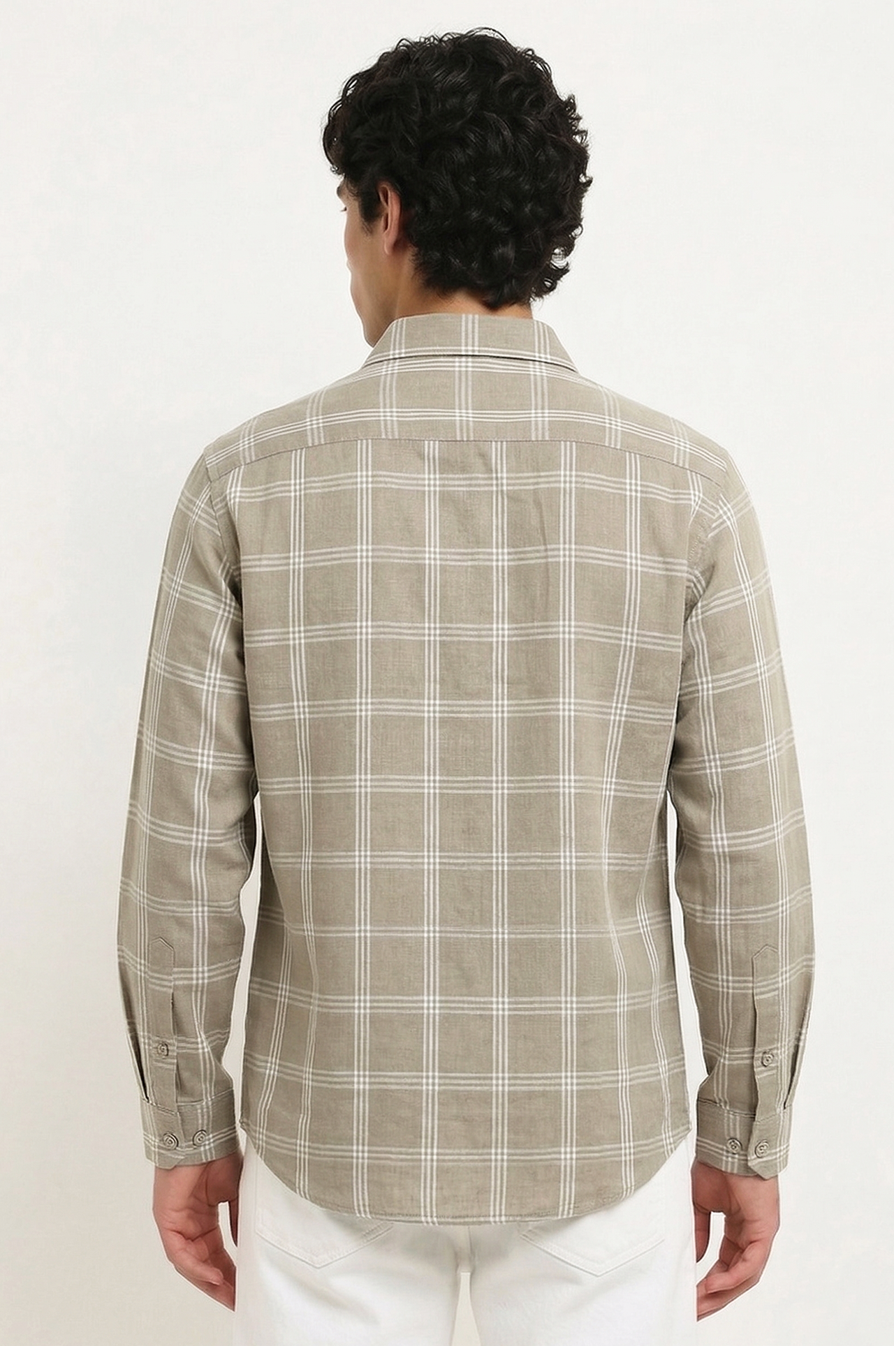 Cool Bee Olive Drab Windowpane Check Shirt for Men - Windowpane Check Casual Shirt India - Lifestyle View