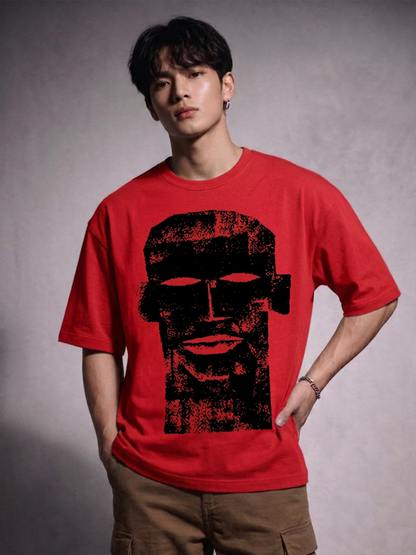 Cool Bee The Totem Tee Red for Men - Red Oversized Graphic Tee Streetwear India