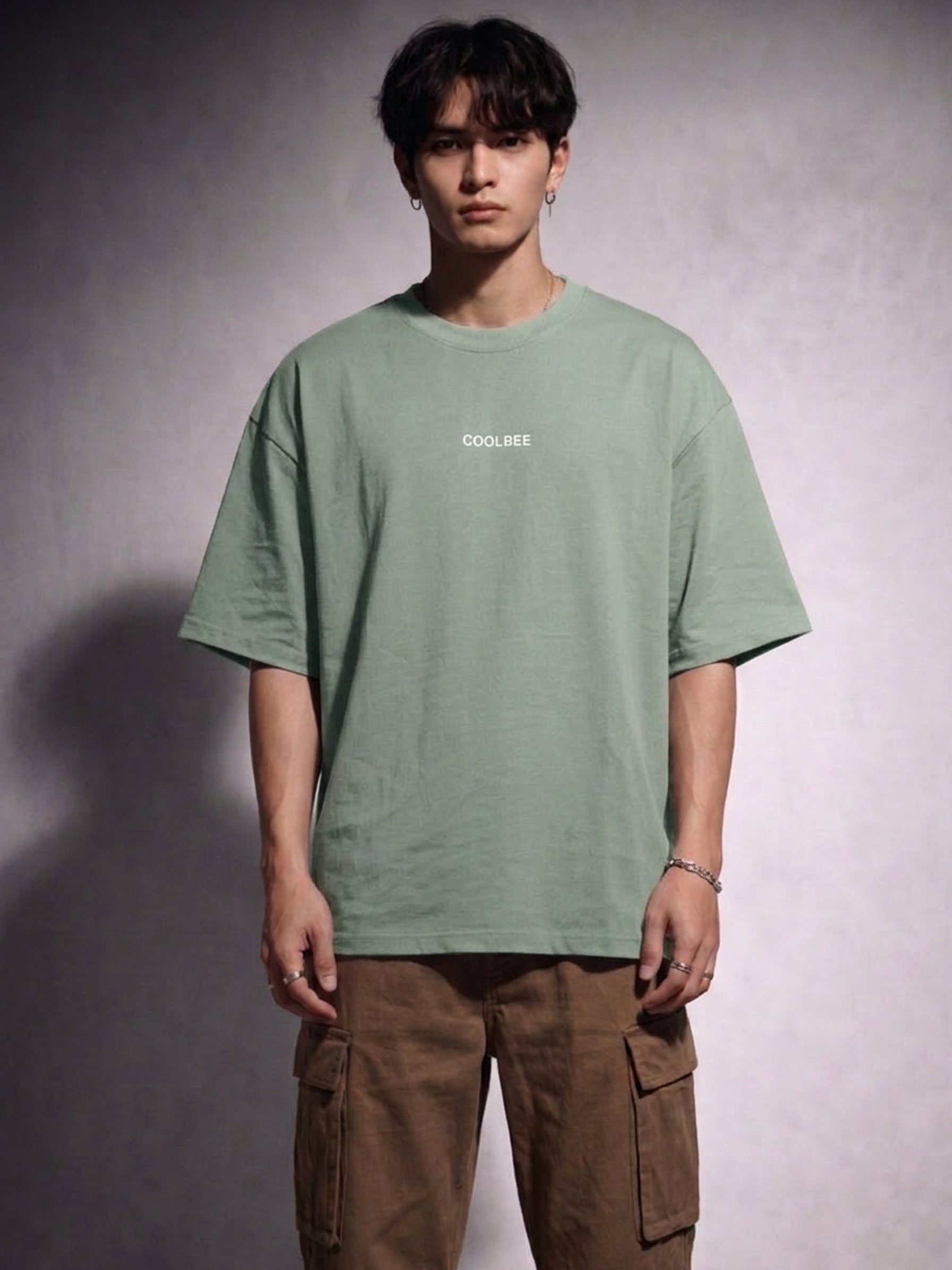 Cool Bee Silent Muse Tee Green for Men - Green Oversized Graphic Tee Streetwear India - Lifestyle View