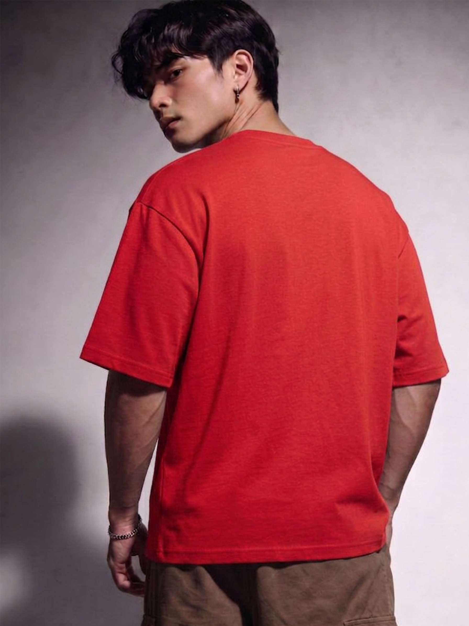 Cool Bee The Totem Tee Red for Men - Red Oversized Graphic Tee Streetwear India - Lifestyle View