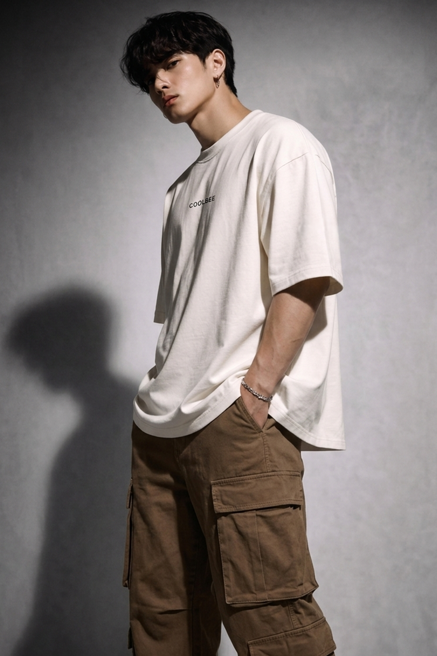 Cool Bee Matchday Abstract Tee White for Men - White Oversized Graphic Tee Streetwear India - Lifestyle View