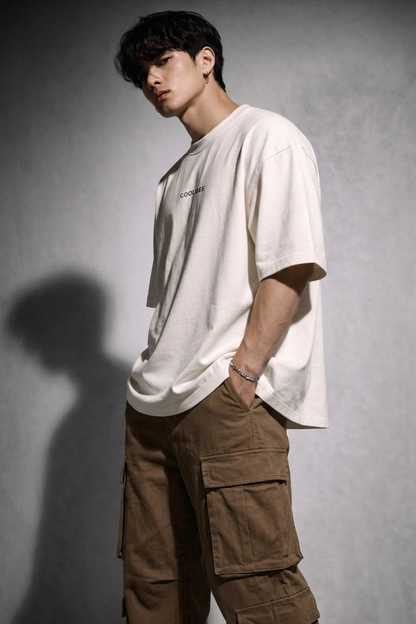 Cool Bee Matchday Abstract Tee White for Men - White Oversized Graphic Tee Streetwear India - Lifestyle View